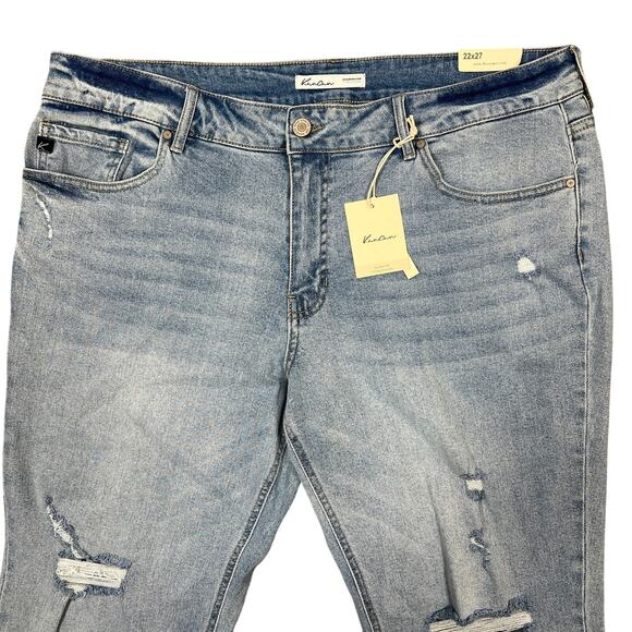 Kancan High Rise Boyfriend Jeans Plus Sz 22 Light Wash Distressed Stretch NEW! - Picture 5 of 14